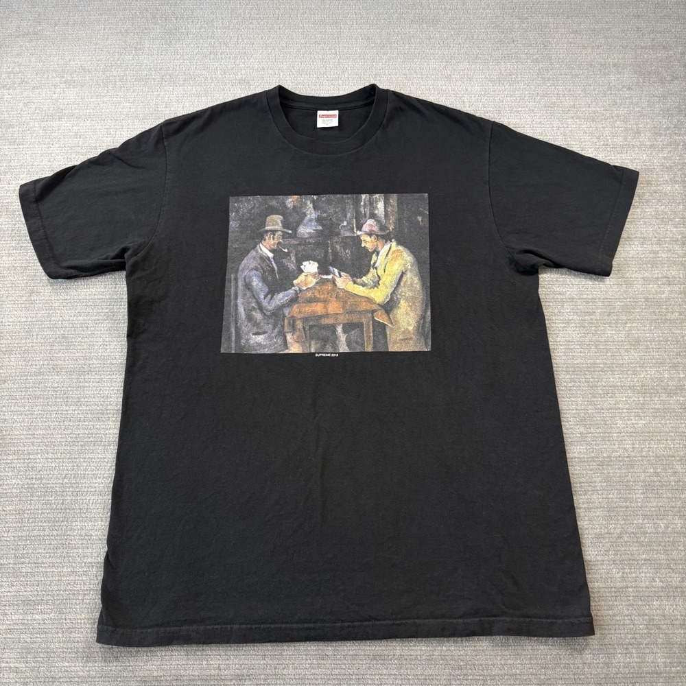 Supreme T-Shirt The Card Players Mens Large Black 2018 Collection Graphic Print